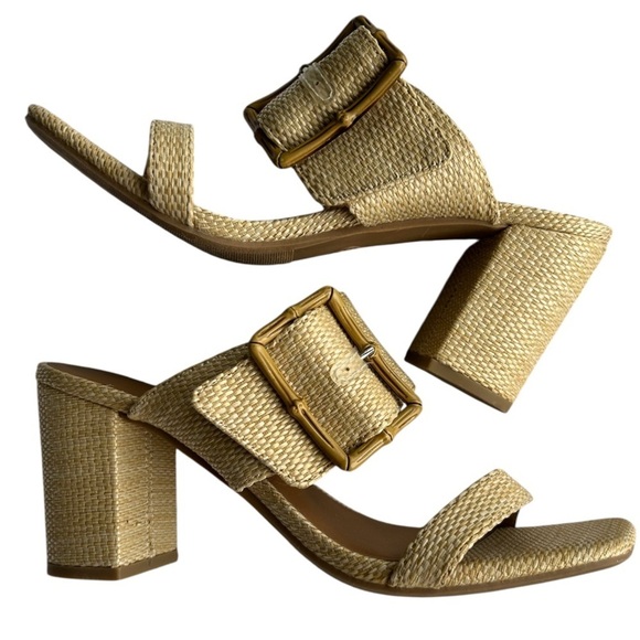 Universal Thread Bristol Woven Raffia Straw Block Heels Excellent Size 8.5 - Picture 3 of 8